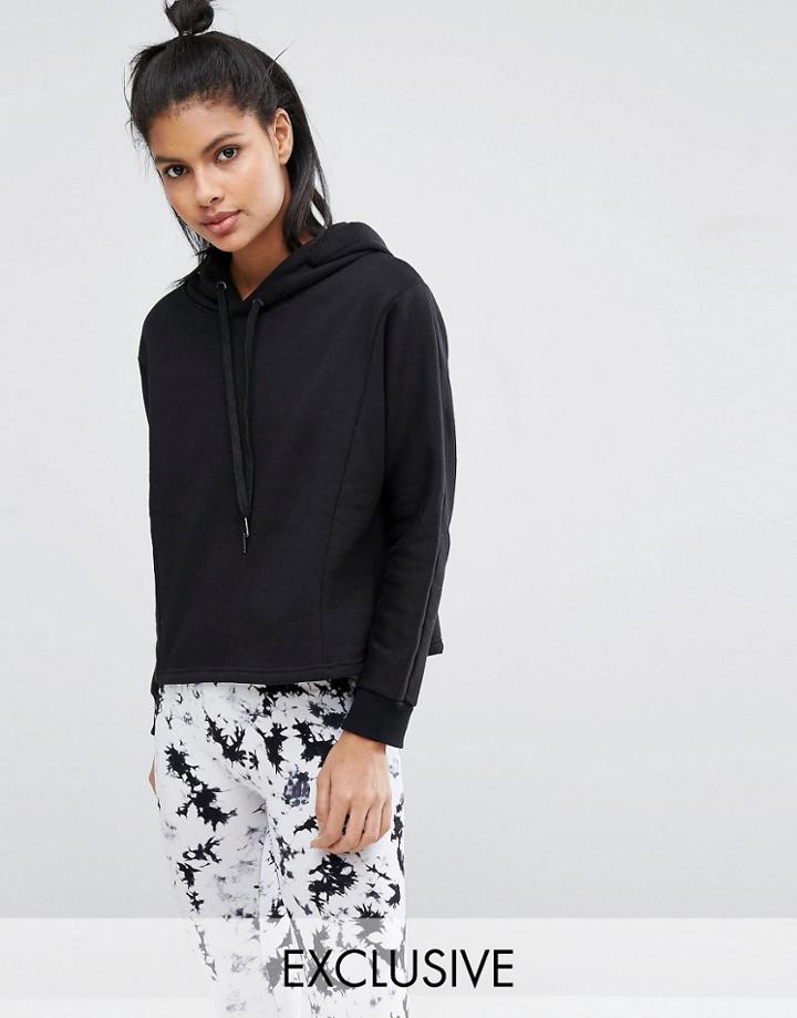 South Beach Black Cropped Black Hoodie - Black