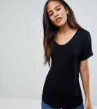 Asos Design Tall T-shirt With Drapey Batwing Sleeve In Black - Black
