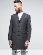 Heart & Dagger Herringbone Overcoat - Gray
