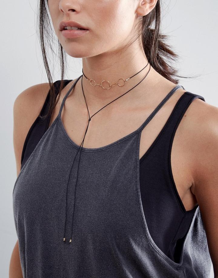 Asos Fine Open Shapes Bolo Choker Necklace - Gold