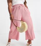 Asos Design Curve Linen Look Culotte Pant In Blush-pink