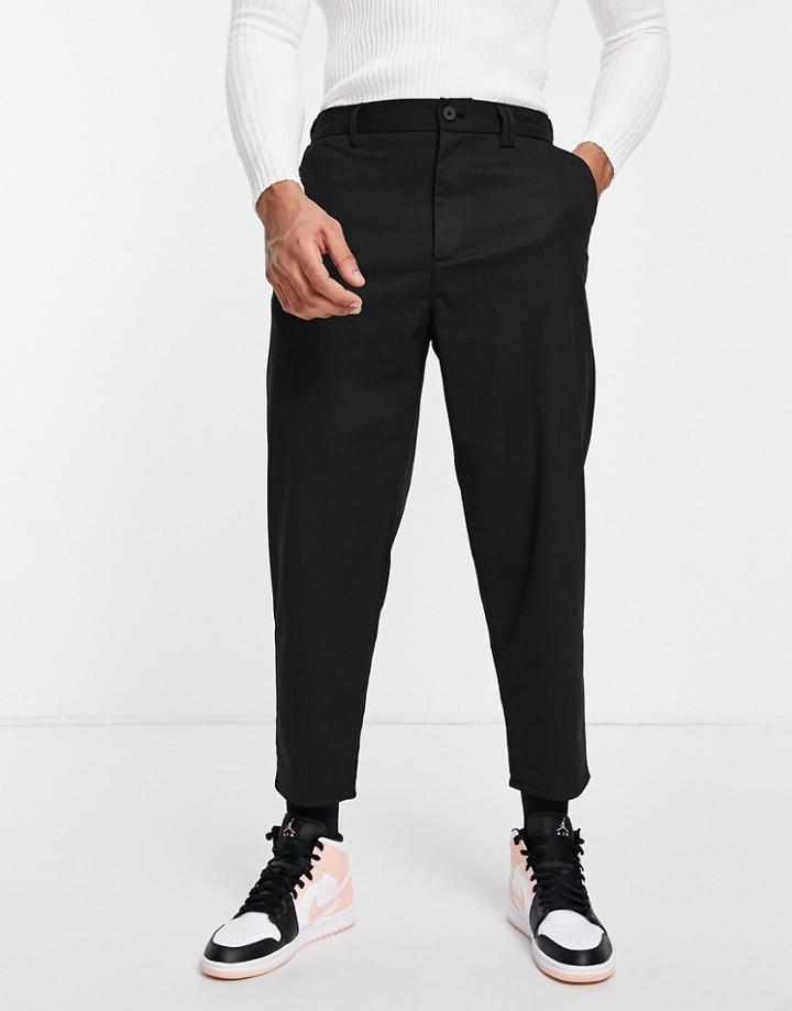 Bershka Loose Fit Formal Pants In Black