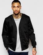 Asos Bomber Jacket With Kimono Styling In Black - Black