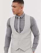 Asos Design Wedding Skinny Suit Vest In Ice Gray Twill - Gray