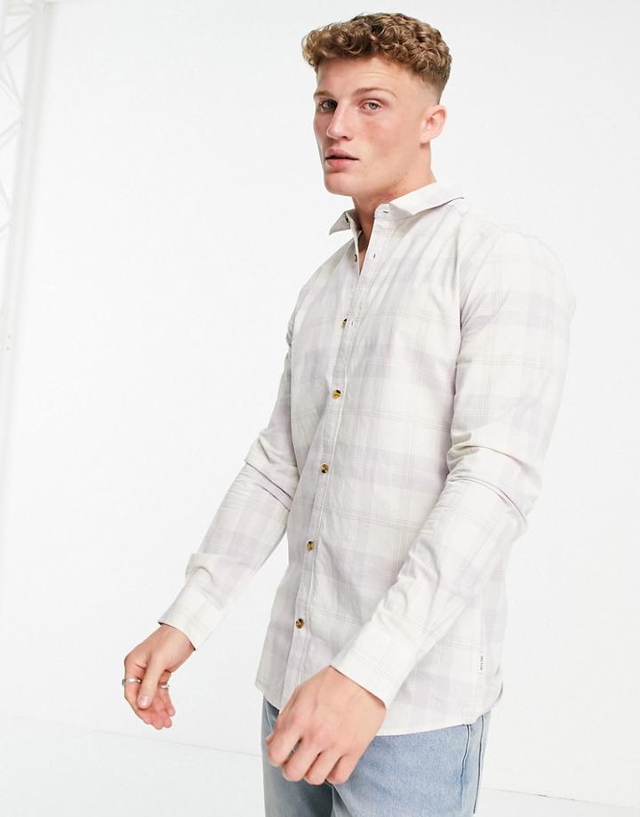 Only & Sons Long Sleeve Checked Shirt In Lilac-purple