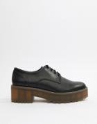 Monki Lace Up Brogue In Black - Black