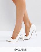 Missguided Patent Pointed High Heel Court Shoe - White