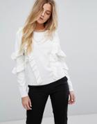 Suncoo Sweater With Frill - White