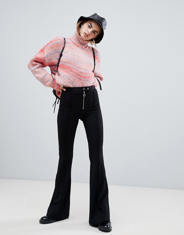 Bershka Zip Top Flare Pants - Black