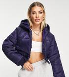 Asyou Cropped Puffer Jacket In Navy-blues