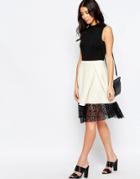 Traffic People Hepburn Skirt With Lace Trim - Cream