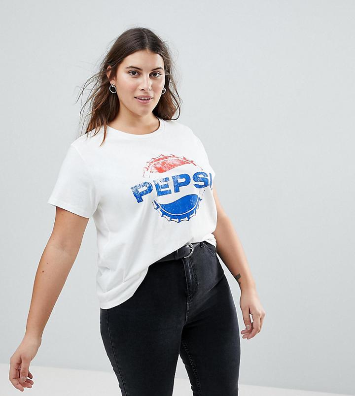 Asos Curve T-shirt With Retro Pepsi Print - Cream