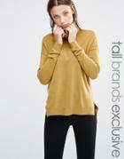 Noisy May Tall Roll Neck Sweater With Dipped Hem - Green