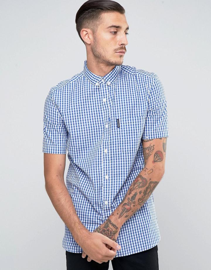 Lambretta Check Shirt With Shorts Sleeves - Blue