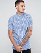 Lambretta Check Shirt With Shorts Sleeves - Blue