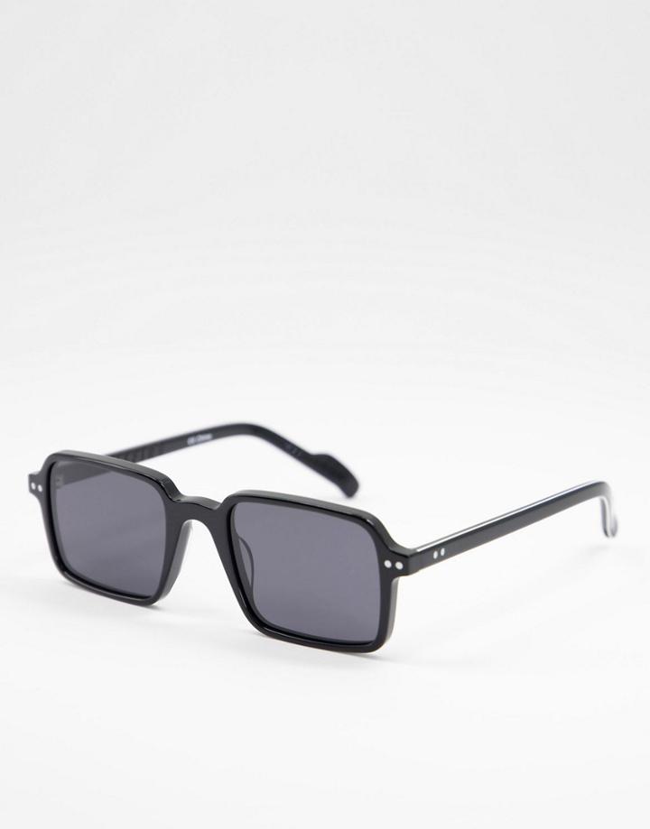 Spitifre Cut Thirty Two Unisex Square Sunglasses In Black