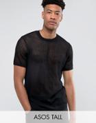 Asos Tall Mesh T-shirt In Black - Black