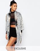Story Of Lola Mixed Sequin Festival Kimono - Pewter