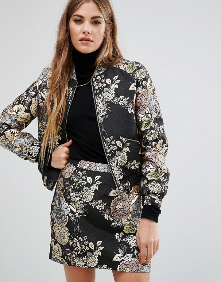 Fashion Union Metallic Embroidered Jacket Co-ord - Multi