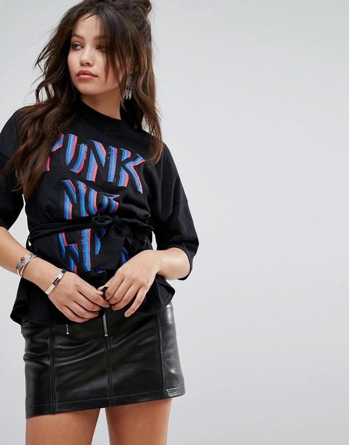 Prettylittlething 'punk Not War' Slogan T-shirt - Black