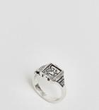 Asos Design Curve Vintage Style St Christopher Signet Ring - Silver