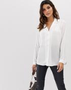 Asos Design Longline Soft Shirt-white