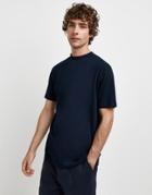 River Island High Neck T-shirt In Navy