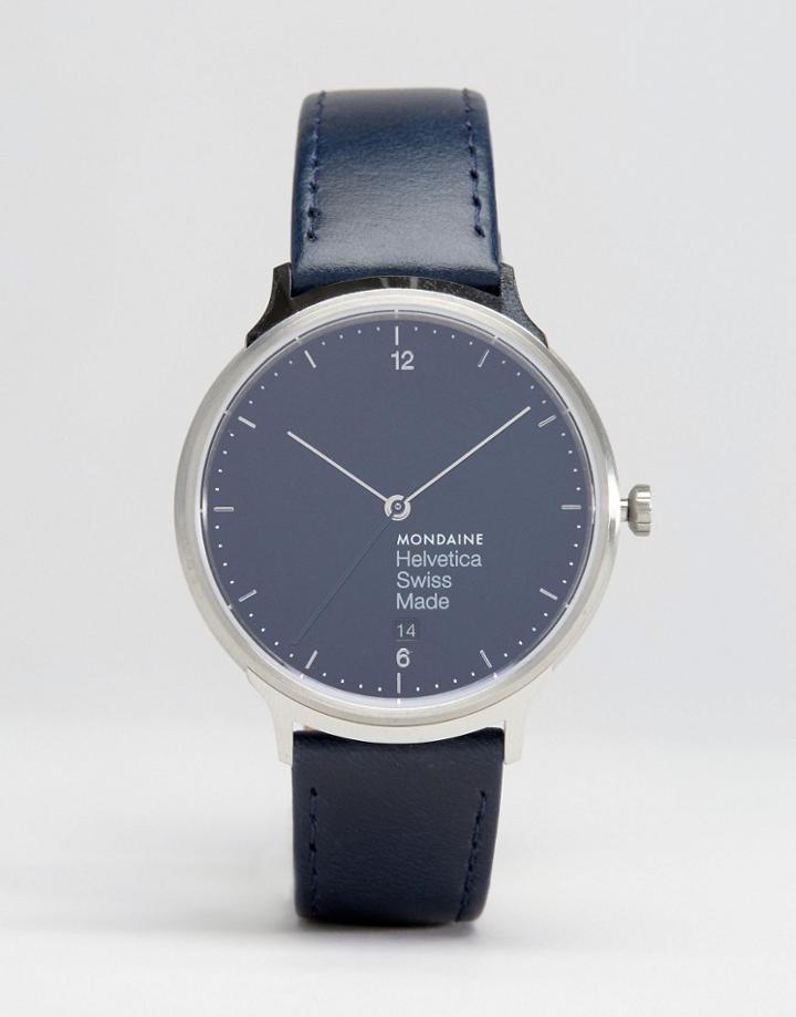 Mondaine Helvetica No1 Light Watch In Navy/silver 38mm - Navy