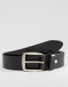 7x Slim Black Leather Belt - Black