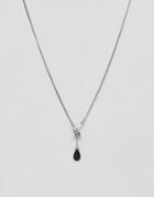 Asos Design Lariat Necklace With Arrow In Burnished Silver - Silver