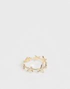 Asos Design Pinky Ring In Starfish Design In Gold Tone - Gold