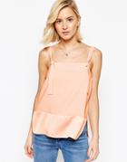 Asos Matte And Shine Tie Strap Cami Top - Nude
