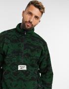 Reebok Classics Printed Half Zip Fleece Jacket In Green