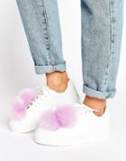 Asos Dandelion Pom Pom Sneakers - White