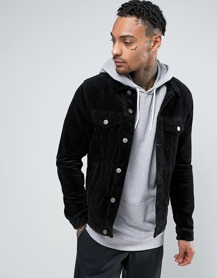 Asos Cord Jacket In Black - Black