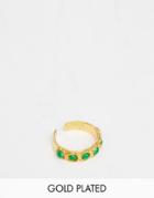 Ottoman Hands Green Agate Toe Ring - Gold