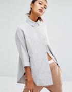 Daisy Street 3/4 Sleeve Paneled Casual Shirt - Gray