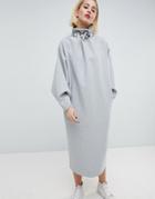 Asos White Embellished Detail Premium Sweat Dress - Gray