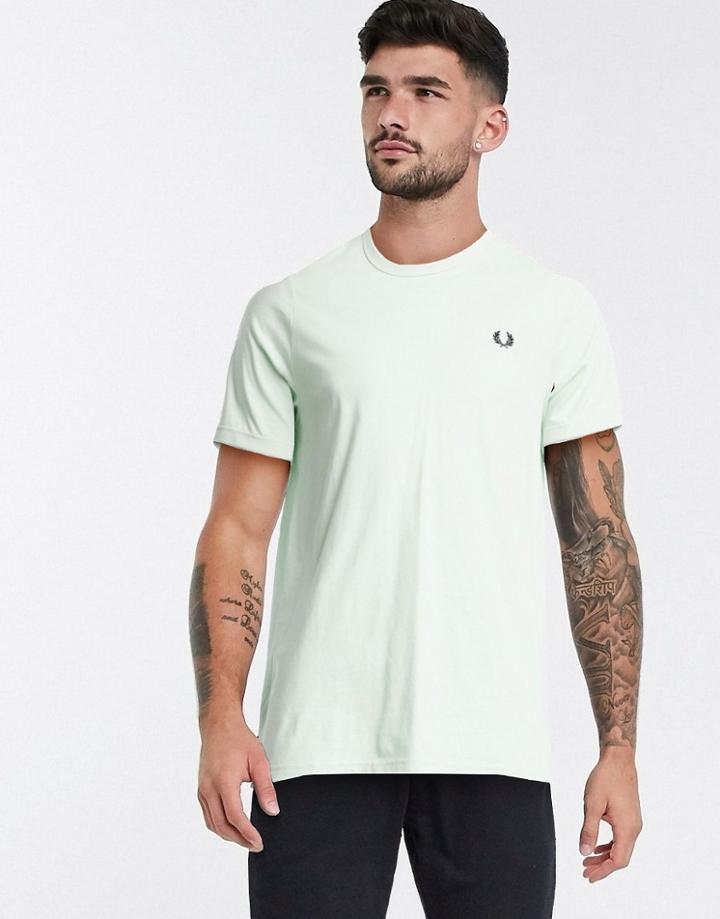 Fred Perry Ringer T-shirt In Pastel Green
