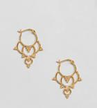 Asos Design Hoop Earrings In Gold Plated Sterling Silver With Ornate Cut Out Design - Gold