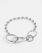 Asos Design Bracelet In Ball Chain With Hardware Clasp In Silver Tone