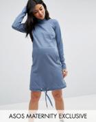 Asos Maternity Lounge Drawcord Hem Sweat Dress - Blue