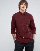 Hoxton Shirt Company Slim Shirt In Brushed Twill - Red