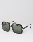 Spitfire Oversized Black Square Sunglasses - Black