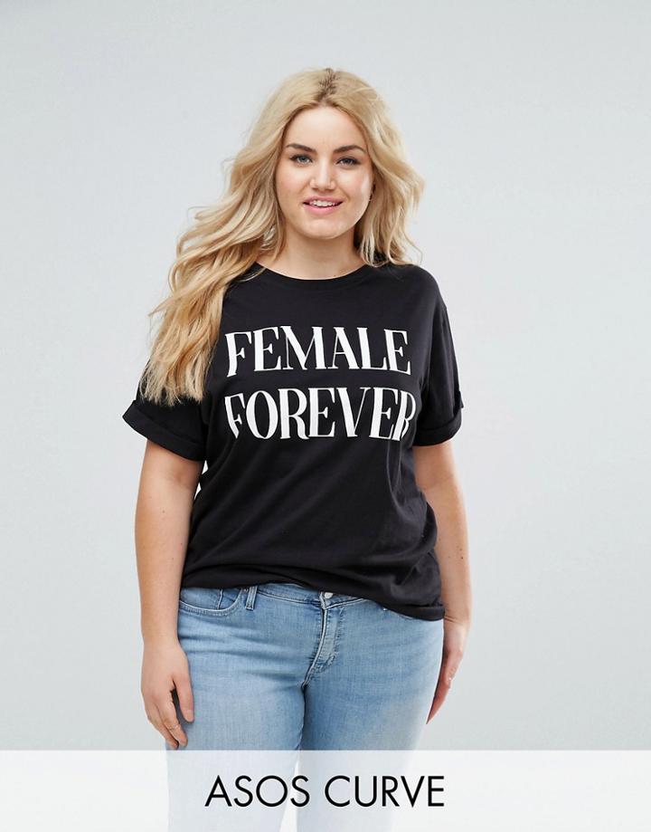 Asos Curve T-shirt With Female Forever Print - Black