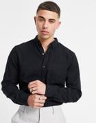 New Look Long Sleeve Organic Cotton Oxford Shirt In Black