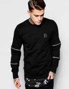 Religion Sweatshirt With Zip Detail - Black