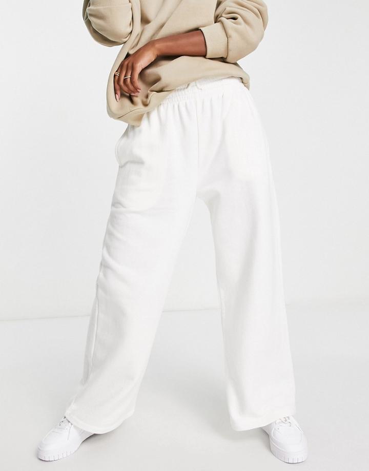 Topshop Super Wide Leg Sweatpants In White