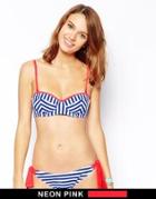 Piha Papeete Stripe Under Wired Balconette A/b C/d Bikini Top - Blue