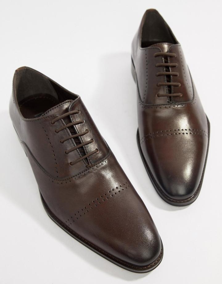 Dune Brogues In Brown Hi-shine Leather - Brown